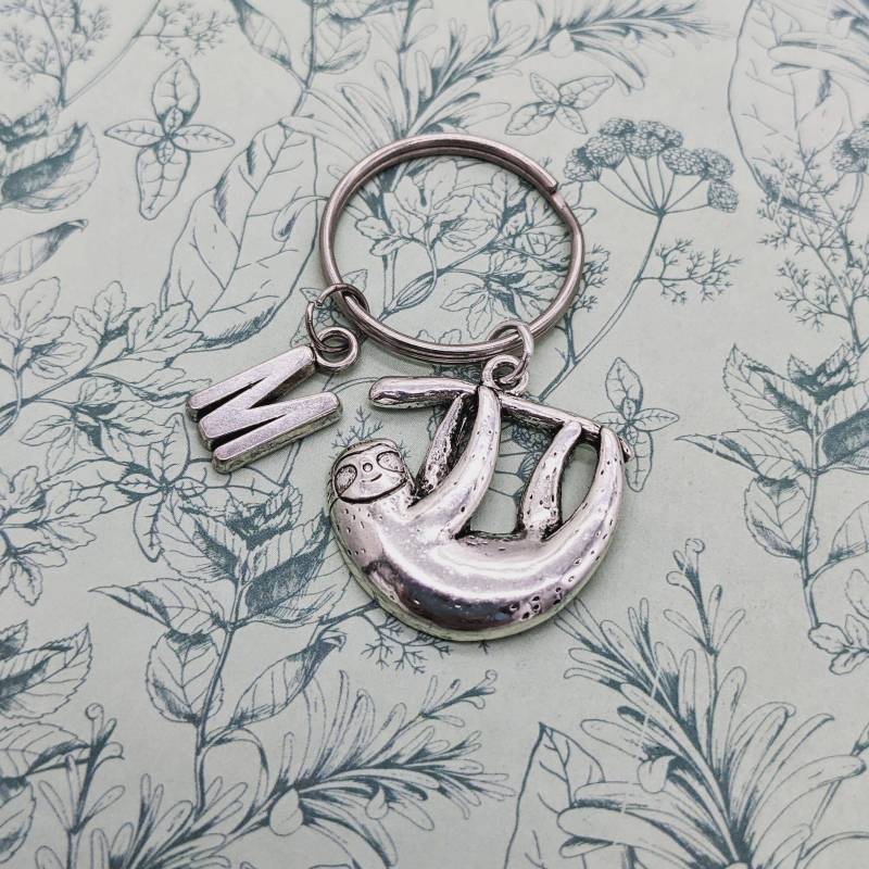 Faultier Schlüsselring, Geschenke, Schlüsselanhänger, Geschenke Für Sie, Personalisierte Tier Bff Initial Schlüsselbund von Melspridejewellery