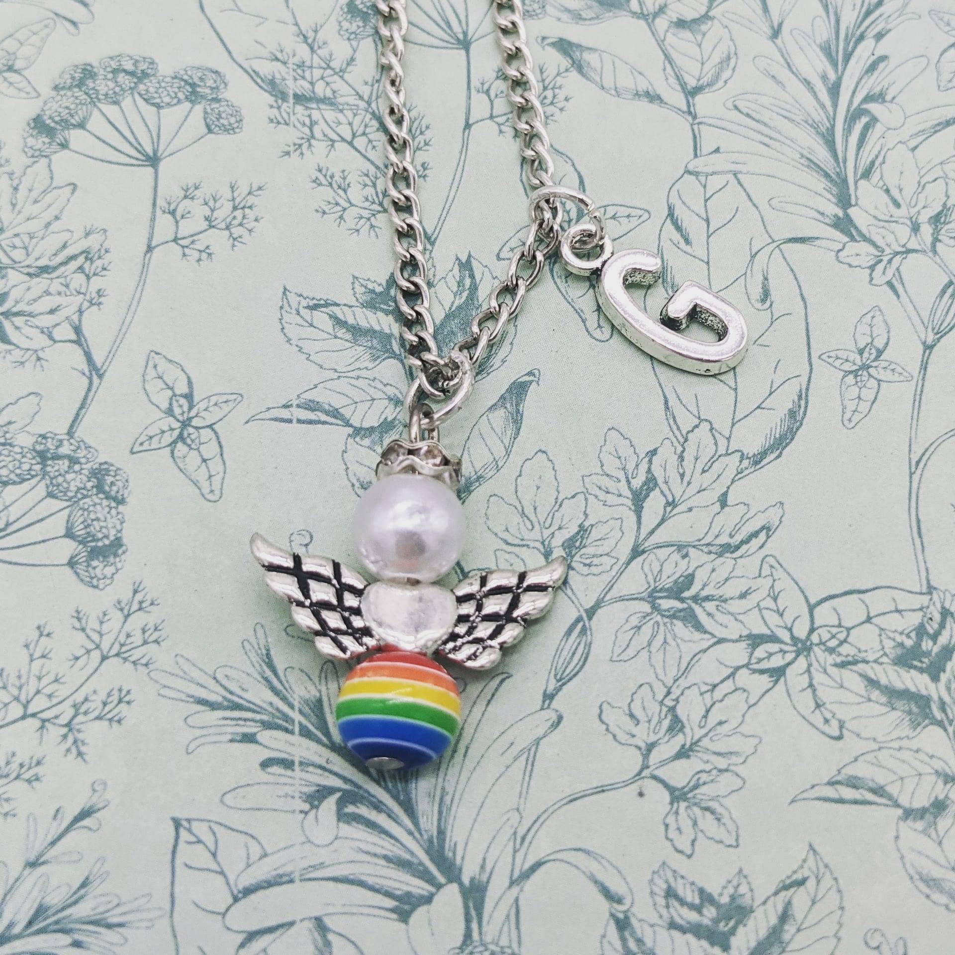 Regenbogen Baby Halskette, Andenken, Geschenke, Schutzengel Personalisierte von Melspridejewellery