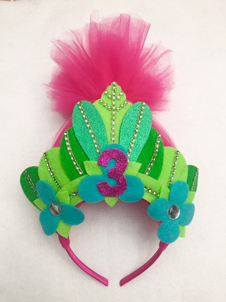 Mohnkrone, Trolls Stirnband, Krone, Geburtstagskrone, Trolle Rosa Haar, Troll Blumenkrone Mohnkrone, Trolls Stirnband, Krone, Geburtstagskrone, Trolle Rosa Haar, Troll Blumenkrone von Melstutusandmore
