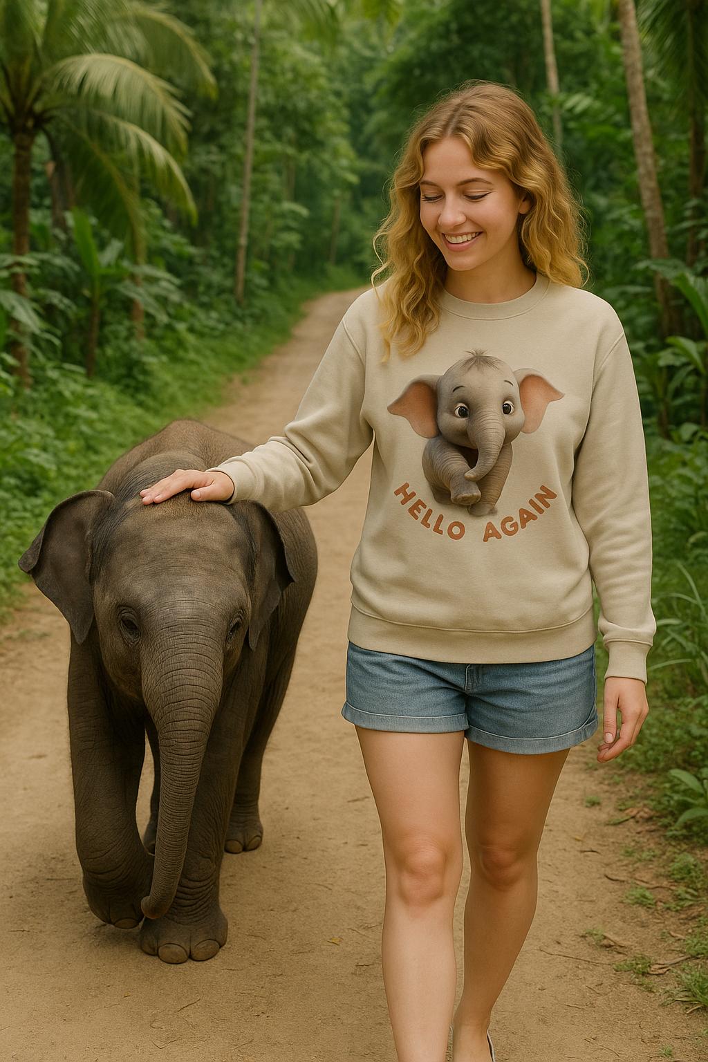 Cute Elephant, Hello Again, See You Later, Classic Unisex Crewneck Sweatshirt | Gildan® 18000 von MeltiDesign