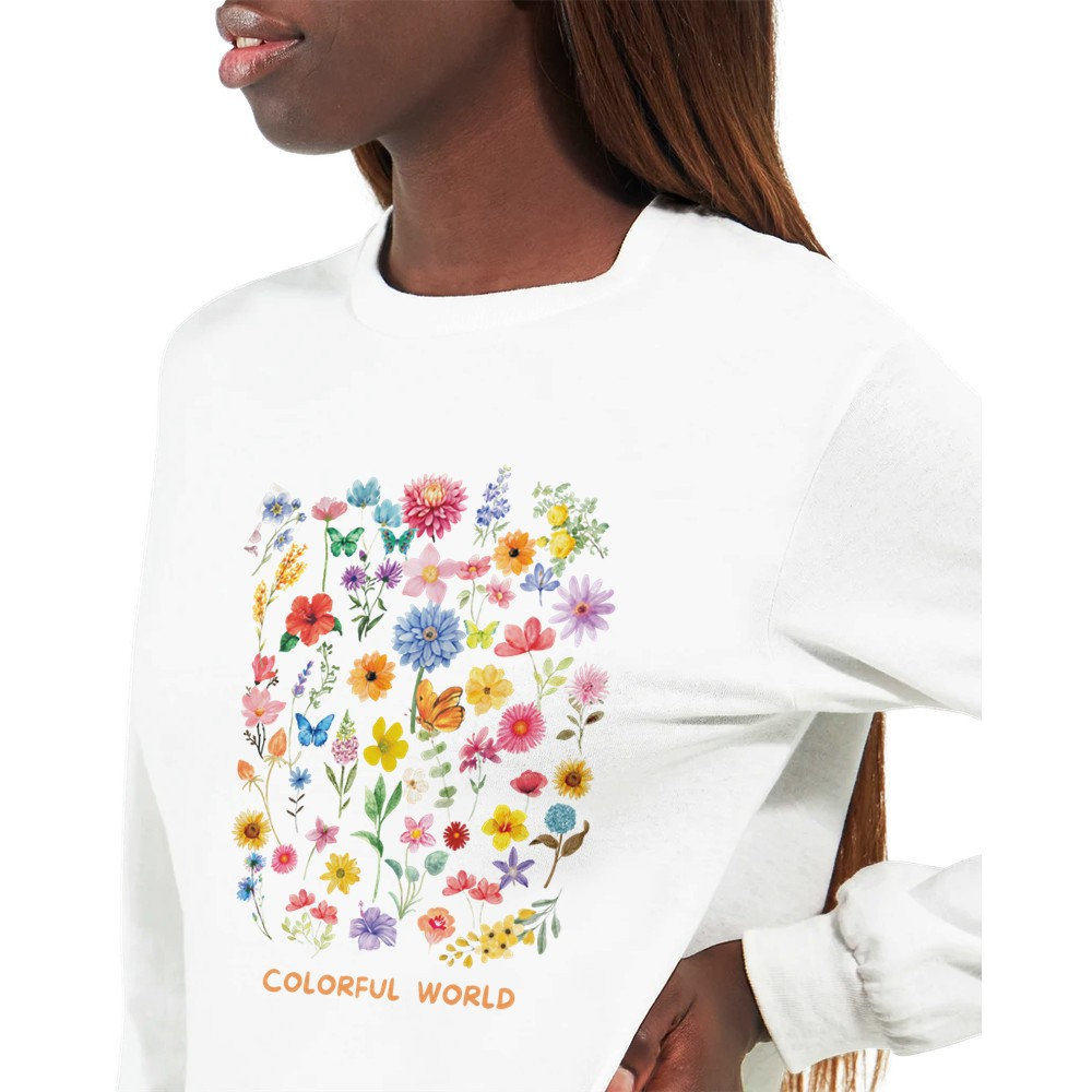 Flowers, Colorful World, Classic Unisex Longsleeve T-Shirt von MeltiDesign
