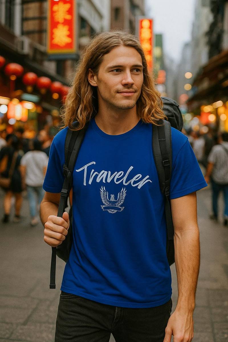 Traveler, World, Recycled Blend Unisex Crewneck T-Shirt | Sol's Re Crusader 04233 von MeltiDesign