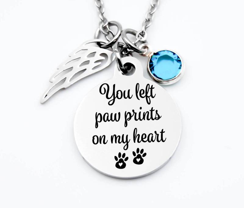 Pet-Memorial, Pet Memorial Halskette - Sie Linke Pfote Druckt Auf Mein Herz Pet-Memorial Schmuck Verlust Sympathie, Geschenk von MeltingHeartsJewelry