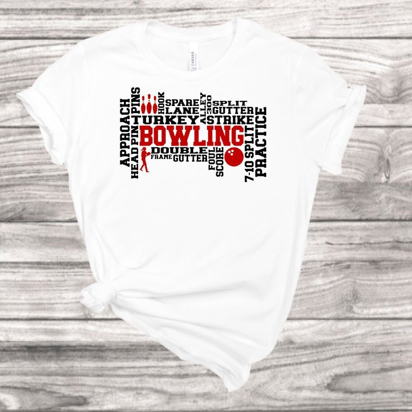 Bowling Wort Kunst T-Shirt | | Männlich Oder Weiblich Sport Geschenk Bus Maskottchen Bowling Wort Kunst T-Shirt | | Männlich Oder Weiblich Sport Geschenk Bus Maskottchen von Memascustomstudio