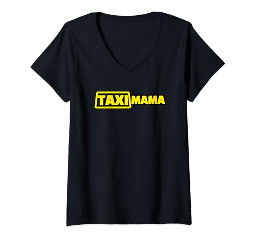 Damen TAXI MAMA | Muttertags Geschenk lustig T-Shirt mit V-Ausschnitt von Meme Based Shirts