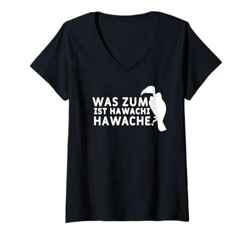 Damen WAS ZUM GEIER IST HAWACHI lustiges meme T-Shirt mit V-Ausschnitt von Meme Based Shirts