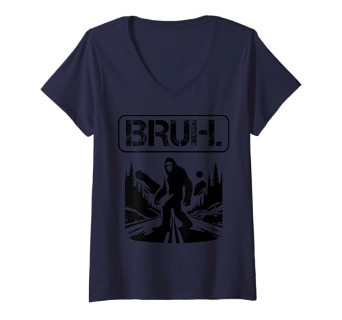 Damen Bruh Bigfoot Lustiges Meme T-Shirt mit V-Ausschnitt Damen Bruh Bigfoot Lustiges Meme T-Shirt mit V-Ausschnitt von Meme Bruh