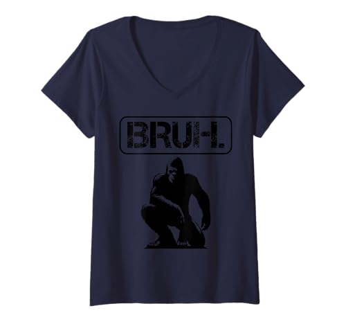 Damen Bruh Bigfoot Lustiges Meme T-Shirt mit V-Ausschnitt Damen Bruh Bigfoot Lustiges Meme T-Shirt mit V-Ausschnitt von Meme Bruh
