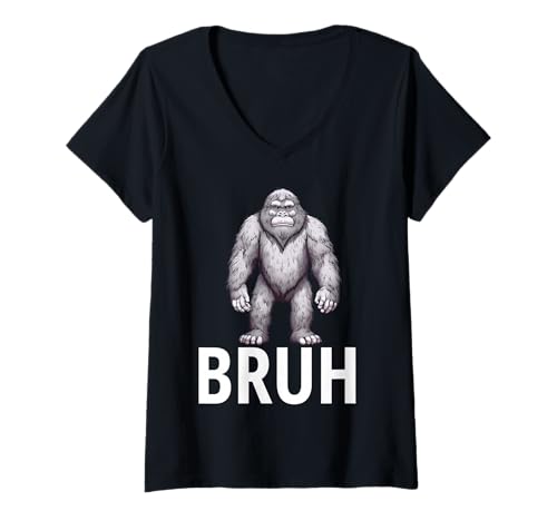 Damen Bruh Bigfoot Lustiges Meme T-Shirt mit V-Ausschnitt Damen Bruh Bigfoot Lustiges Meme T-Shirt mit V-Ausschnitt von Meme Bruh