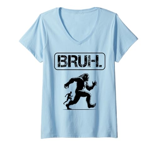 Damen Brush Bigfoot Lustiges Meme, Running Sasquatch T-Shirt mit V-Ausschnitt Damen Brush Bigfoot Lustiges Meme, Running Sasquatch T-Shirt mit V-Ausschnitt von Meme Bruh
