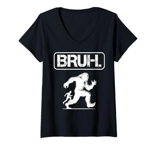Damen Brush Bigfoot Running, lustiges Meme T-Shirt mit V-Ausschnitt Damen Brush Bigfoot Running, lustiges Meme T-Shirt mit V-Ausschnitt von Meme Bruh
