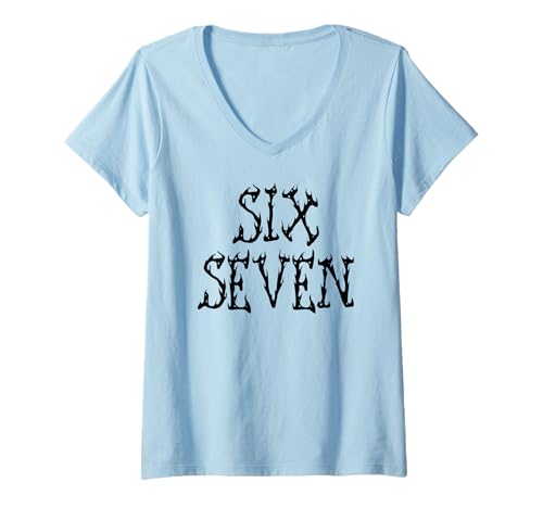 Damen Sechs, Sieben, 6, 7, lustiger Meme-Internet-Witz, viraler Trend, Humor T-Shirt mit V-Ausschnitt von Meme Frequency