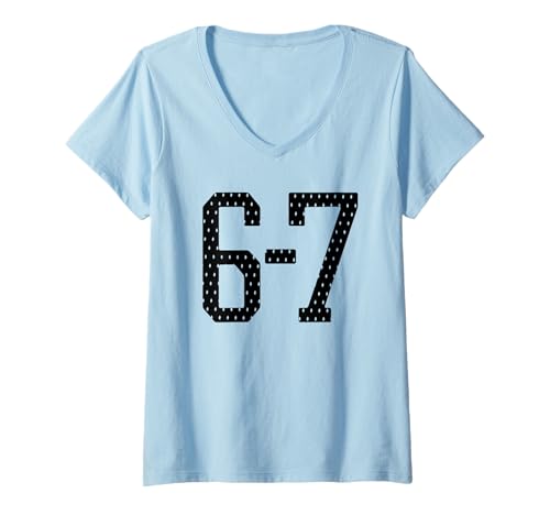 Damen Sechs, Sieben, 6, 7, lustiger Meme-Internet-Witz, viraler Trend, Humor T-Shirt mit V-Ausschnitt Damen Sechs, Sieben, 6, 7, lustiger Meme-Internet-Witz, viraler Trend, Humor T-Shirt mit V-Ausschnitt von Meme Frequency
