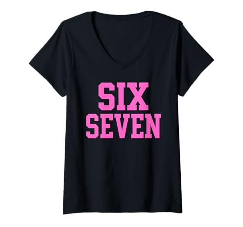 Damen Sechs, Sieben, 6, 7, lustiger Meme-Internet-Witz, viraler Trend, Humor T-Shirt mit V-Ausschnitt Damen Sechs, Sieben, 6, 7, lustiger Meme-Internet-Witz, viraler Trend, Humor T-Shirt mit V-Ausschnitt von Meme Humor Apparel