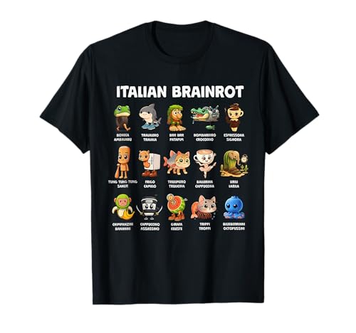 Arten von italienischen Brainrot Meme Charakter handgezeichnet für Kinder T-Shirt Arten von italienischen Brainrot Meme Charakter handgezeichnet für Kinder T-Shirt von Meme Italian Brainrot