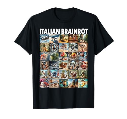Arten von italienischen Brainrot Meme Charakter handgezeichnet für Kinder T-Shirt von Meme Italian Brainrot