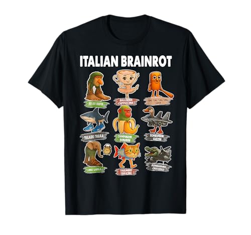 Arten von italienischen Brainrot Meme Charakter handgezeichnet für Kinder T-Shirt Arten von italienischen Brainrot Meme Charakter handgezeichnet für Kinder T-Shirt von Meme Italian Brainrot