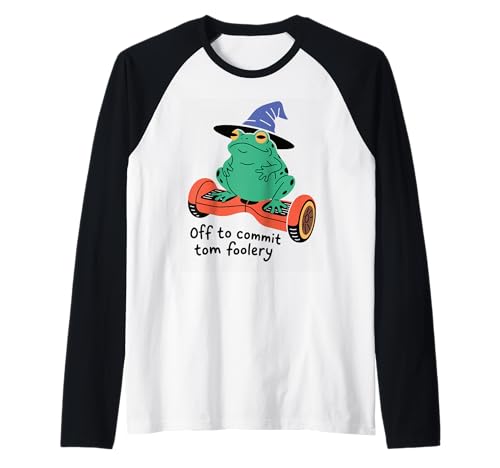 Lustiger Frosch Spruch Off to Commit Tom Foolery Humor Damen Herren Raglan von Meme Lovers Wizard Hat Hoverboard Toad Chaos Joke