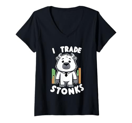 Damen I Trade Stonks Meme Market Investor |- T-Shirt mit V-Ausschnitt von Meme Market Investor Puns