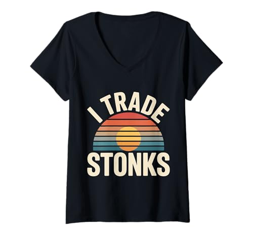 Damen I Trade Stonks Meme Market Investor - T-Shirt mit V-Ausschnitt von Meme Market Investor Puns