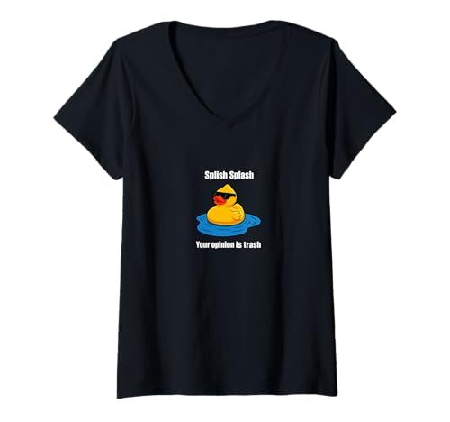 Damen Badeente Meme sarkastisch lustig Splish Splash T-Shirt mit V-Ausschnitt Damen Badeente Meme sarkastisch lustig Splish Splash T-Shirt mit V-Ausschnitt von Meme Sassy Duck Sarcastic Humor Studio