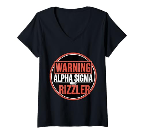 Damen Warning Alpha Sigma Ohio Rizzler Meme Witze Wortspiele - T-Shirt mit V-Ausschnitt Damen Warning Alpha Sigma Ohio Rizzler Meme Witze Wortspiele - T-Shirt mit V-Ausschnitt von Meme Slang Vibes