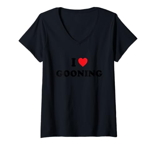 Damen Ich Liebe Gooning Lustiges Meme I Heart Gooning T-Shirt mit V-Ausschnitt von Meme i love gooning