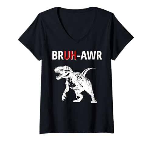 Damen Lustiger Bruh T Rex Meme, Dinosaurier Rawr T-Shirt mit V-Ausschnitt von Memeasaurus Rex