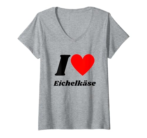 Damen Ich liebe Eichelkäse lustig T-Shirt mit V-Ausschnitt Damen Ich liebe Eichelkäse lustig T-Shirt mit V-Ausschnitt von Memepaniertshop