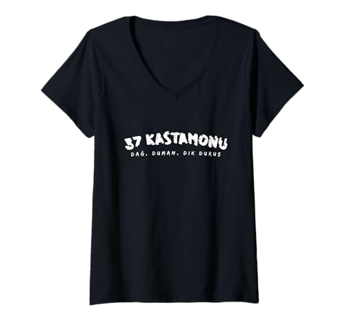 Damen 37 Kastamonu T-Shirt mit V-Ausschnitt von Memleket Spruch Kastamonu Kastamonulu Türkiye
