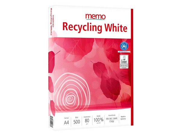 500 Blatt memo Kopierpapier 'Recycling White' DIN A4, 80 g/m² von Memo