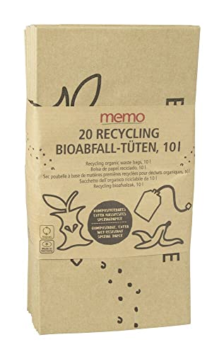 Memo 20 memo Bioabfall-Kompostbeutel aus Recyclingpapier 10 l, 34 cm (2 x 20 Stk) von Memo