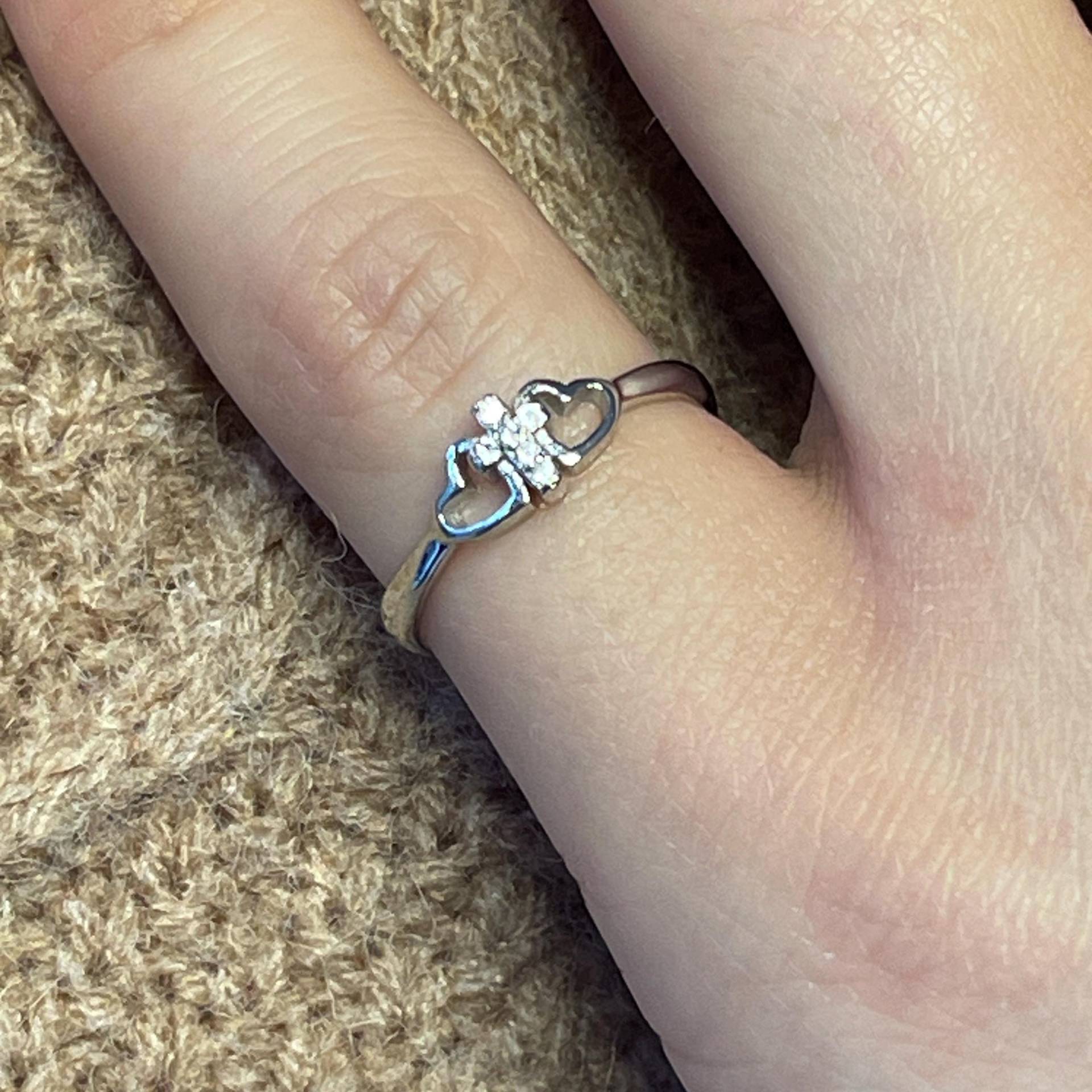 Erstkommunion Sterling Silber Ring Mit Kristall Cz Kreuz Und Herzen Größe 5 von MemorableMomentsInc