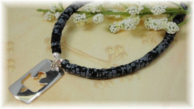 Jungen Teens Konfirmation Halskette Geschenk Sterling Silber Heiliger Geist Dogtag Absteigende Taube Schneeflocke Obsidian von MemorableMomentsInc