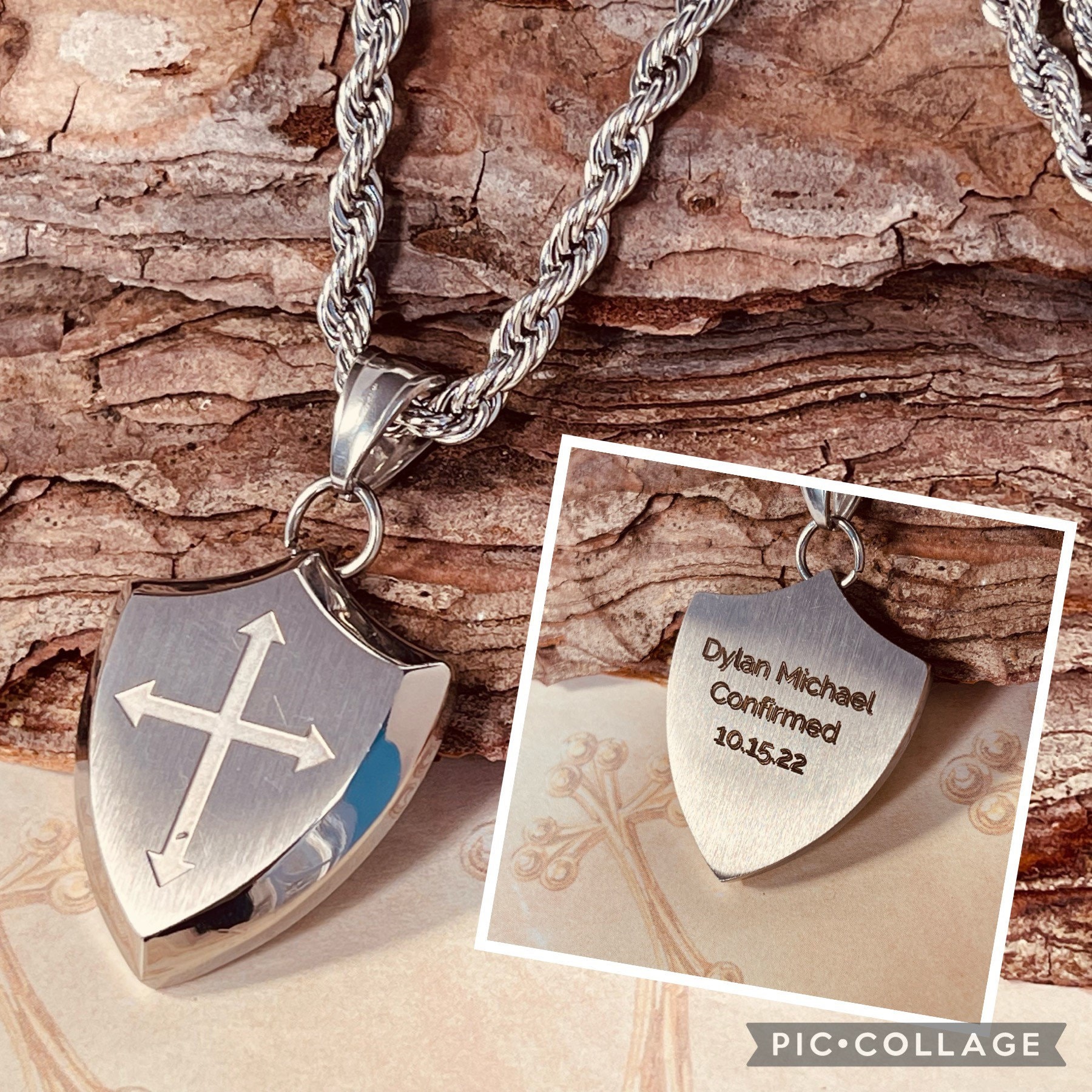 Jungen Teens Konfirmation Kreuz Halskette Mit Gravur Personalisiert Geschenk von MemorableMomentsInc