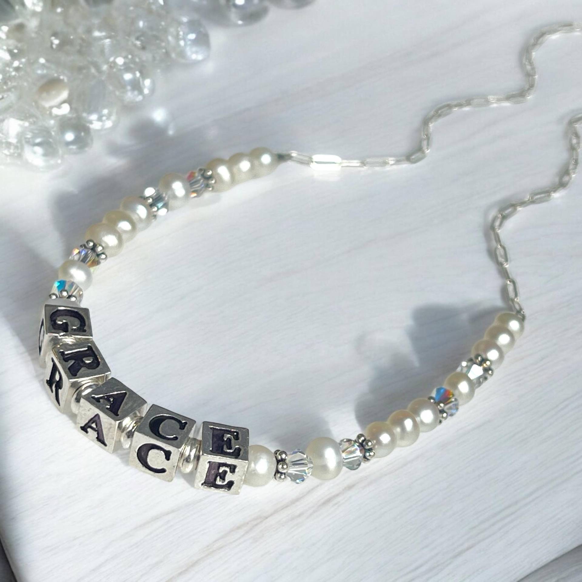 Süßwasserperle Erste Kommunion Personalisierte Halskette von MemorableMomentsInc