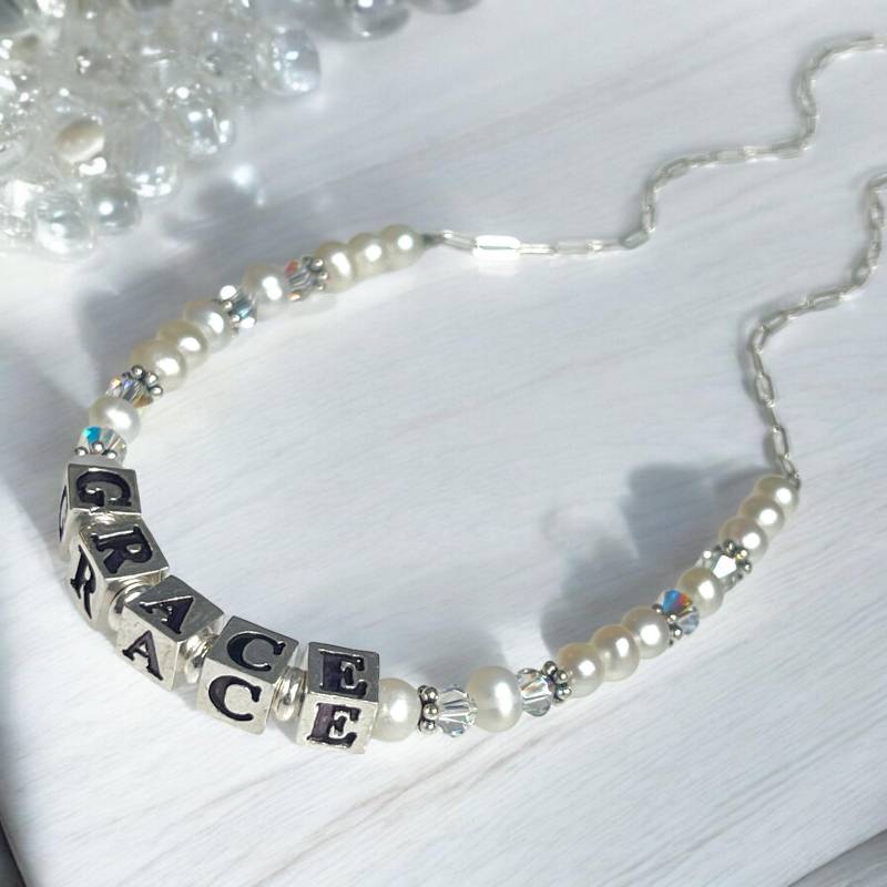 Süßwasserperle Erste Kommunion Personalisierte Halskette von MemorableMomentsInc