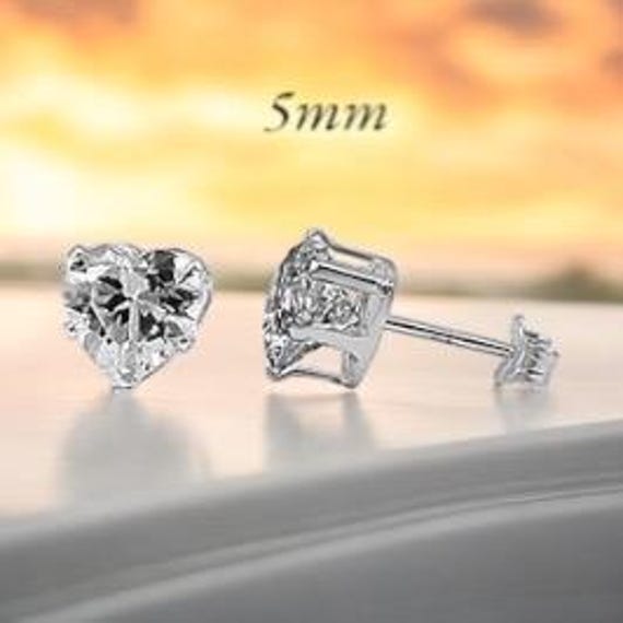 sterling Silber Cz Herz Post Ohrringe Für Erste Kommunion Mädchen von MemorableMomentsInc