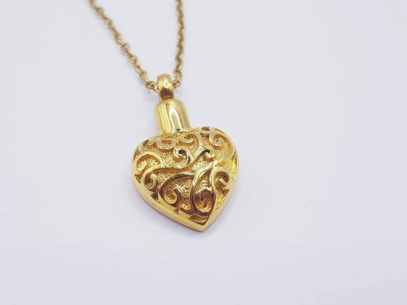 Ascheschmuck Herz Anhänger 18K Vergoldet/Memorial Jewellery Andenken Zum Selber Befüllen Urne Ascheanhänger Trauergeschenk von MemoriaEterna