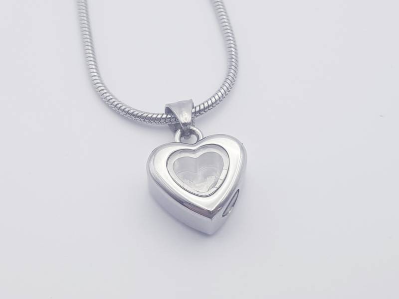 Ascheschmuck Kleines Herz Transparent/Urne Urnenanhänger Schmuckurne Memorial Jewellery /Kremation Andenken Einäscherung von MemoriaEterna