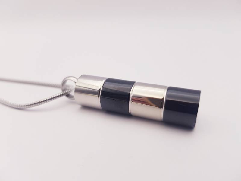 Ascheschmuck Zylinder Schwarz Silber/Urnenanhänger Schmuckurne Urne Memorial Jewellery Kremation Einäscherung von MemoriaEterna