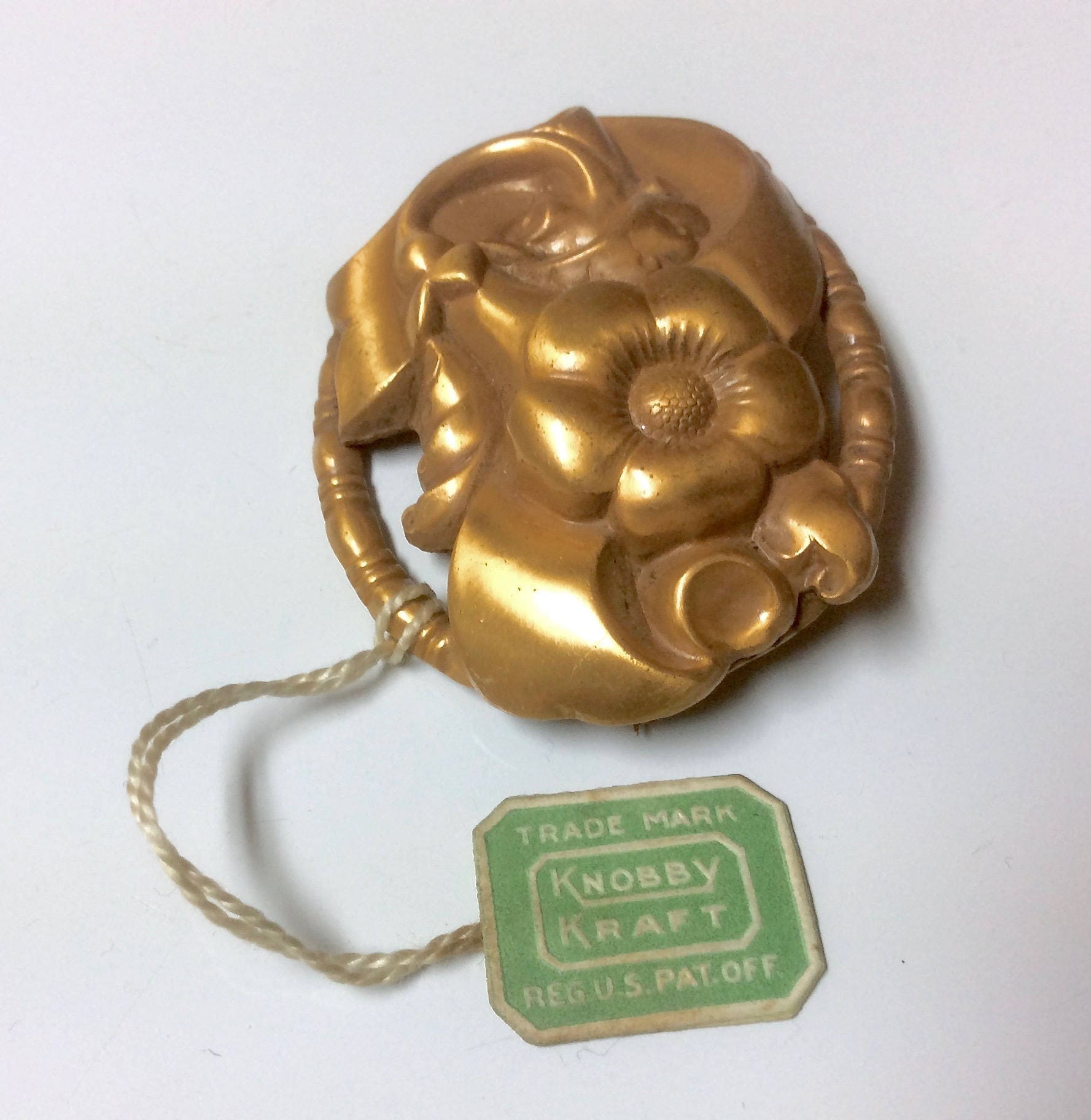 New Old Stock Vintage Knobby Kraft Bronze Ton Artisan Floral Brosche Pin 1940 1950 von MemoriesofMartha