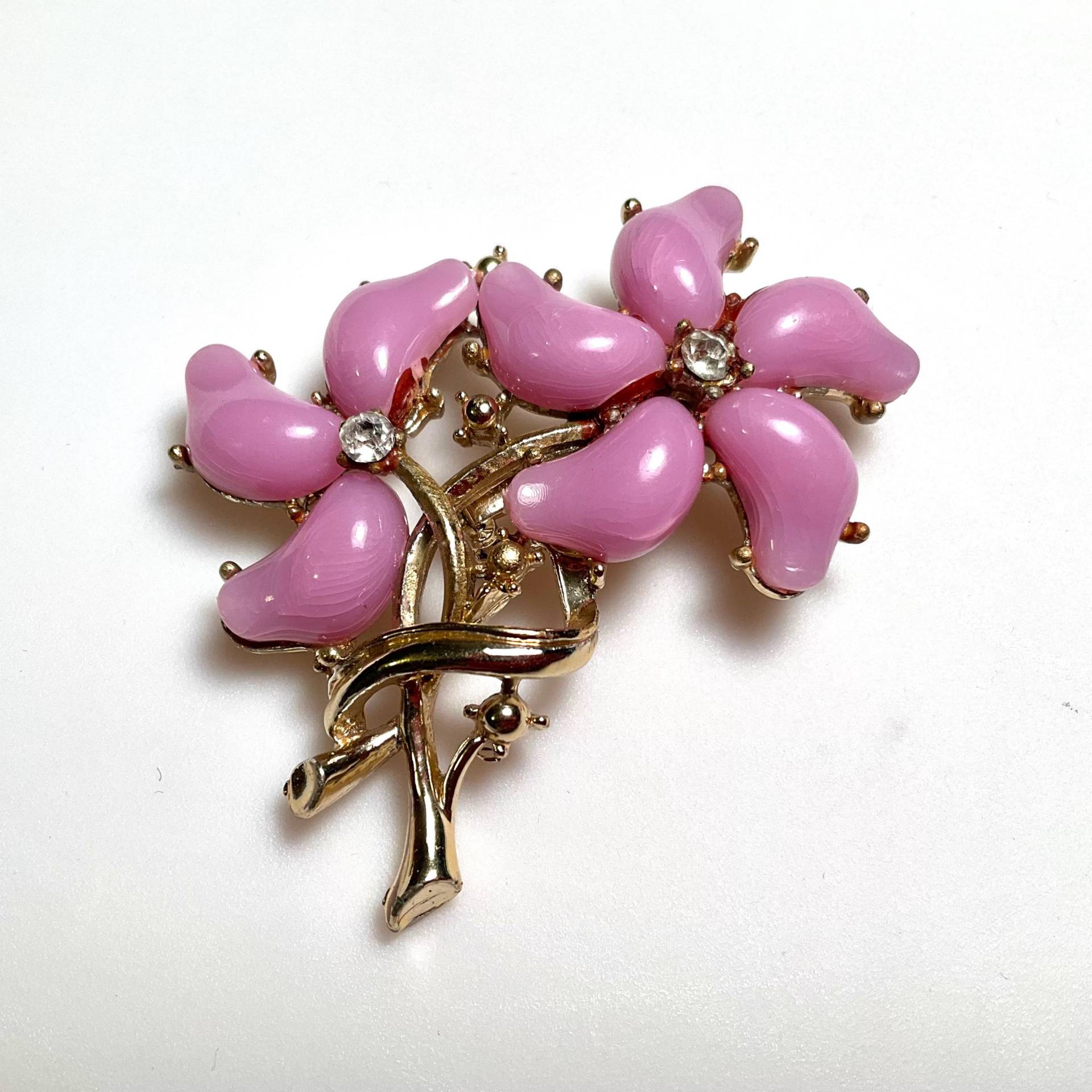Ungewöhnliche Vintage 1950Er Jahre Lila Lavendel Thermoset Blumen Strass Brosche von MemoriesofMartha