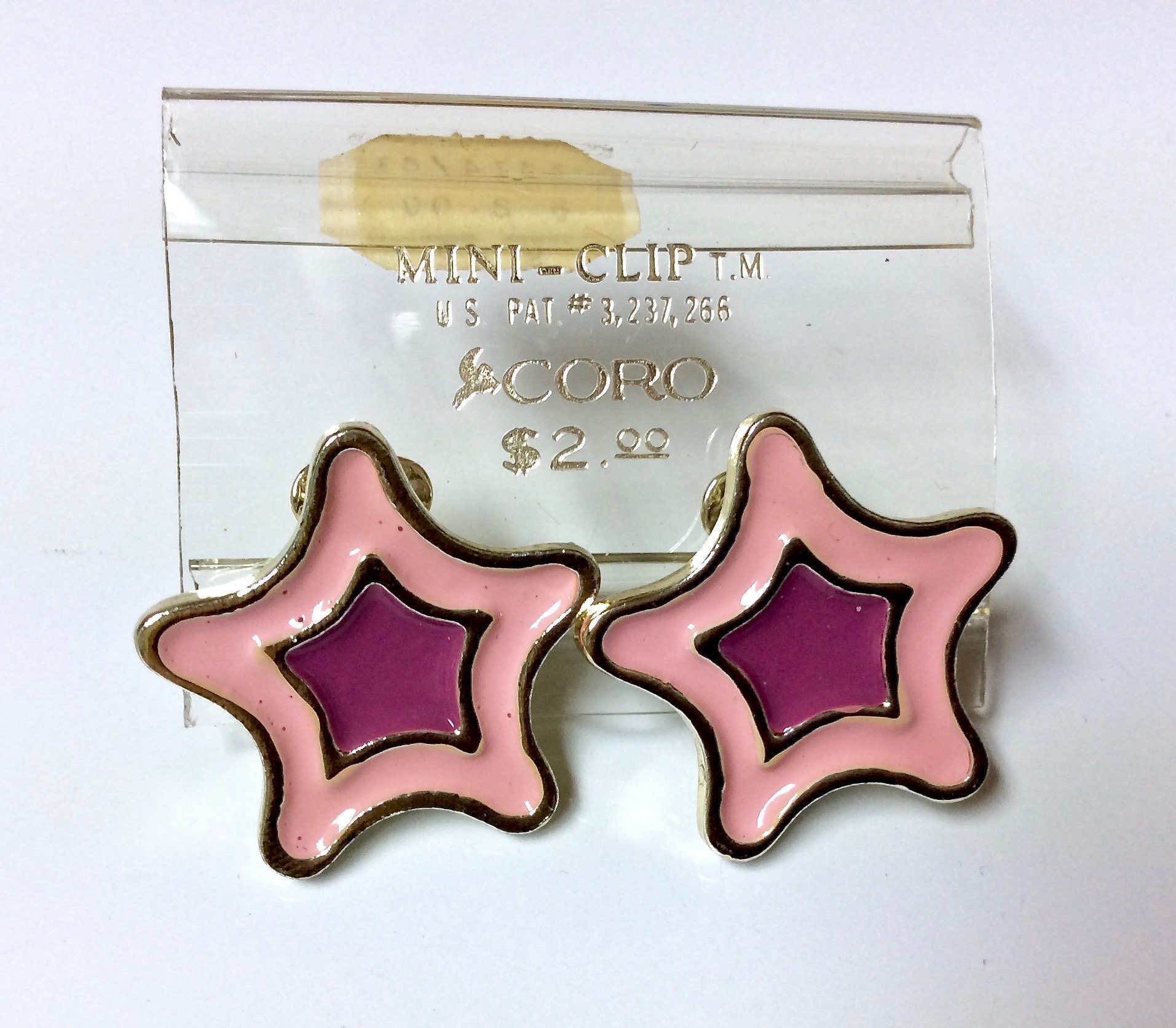 Vintage Coro Pegasus Stern Ohrclips Rosa & Lila Emaille von MemoriesofMartha