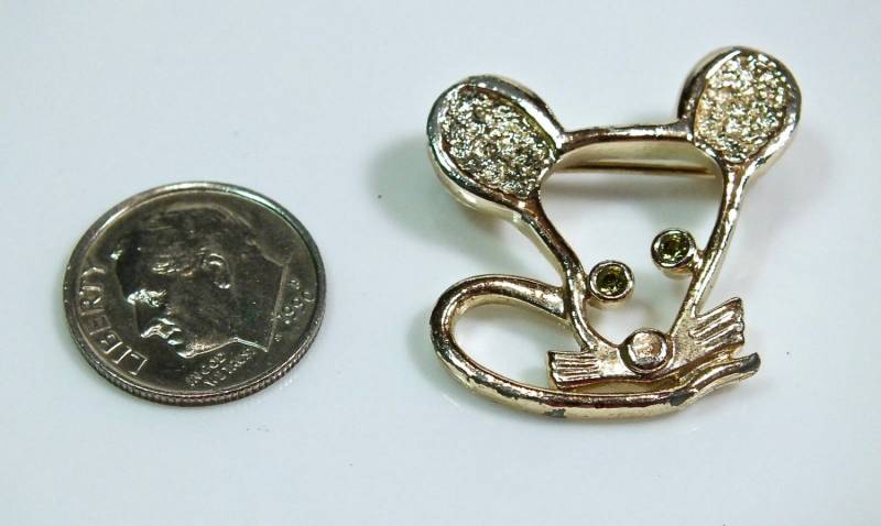 Vintage Sarah Coventry Gold Ton "Minnie" Maus Gesicht Strass Augen Brosche Anstecknadel von MemoriesofMartha