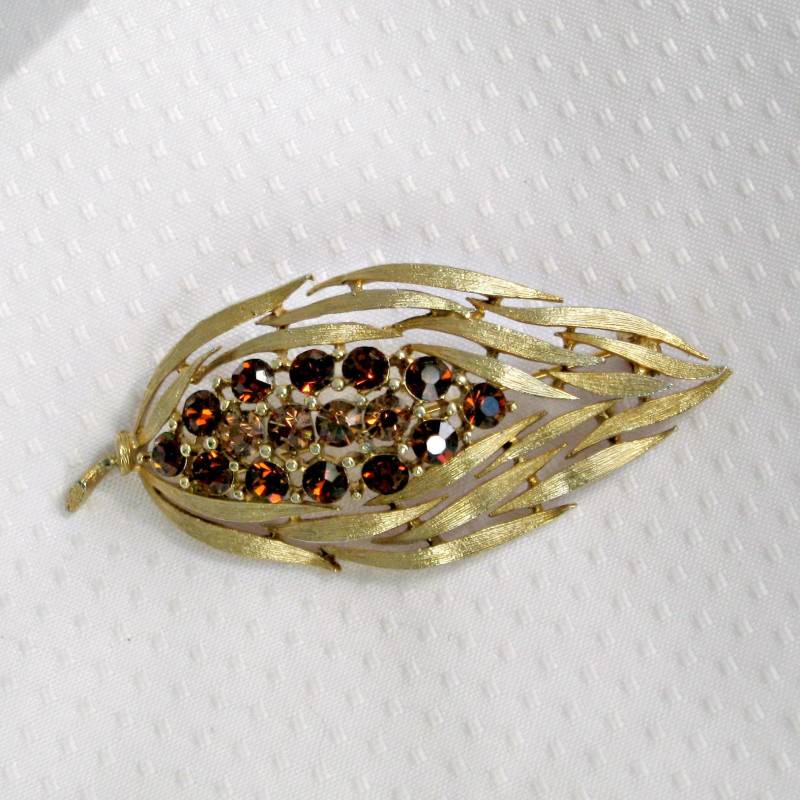 Vintage Signierte Lisner Brosche Pin Bernstein Strass Schmuck Blatt Wow Vintage Signierte Lisner Brosche Pin Bernstein Strass Schmuck Blatt Wow von MemoriesofMartha