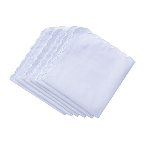 Damen-Taschentücher, bestickt, gewellt, Baumwolle, Weiß, 005-em, 6 Stück, Einheitsgröße von MemoryHanky