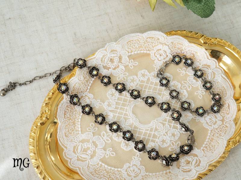Set Signiert Pd Premier Designs Floral Flower Shaped Aurora Borealis Ab Strass Silber Kette Armband von MemoryOriginals