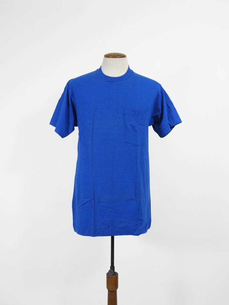 Vintage Blau Tasche T-Shirt 90Er Jahre Nos Fruit Of The Loom Made in Usa - Large von MemoryVintage