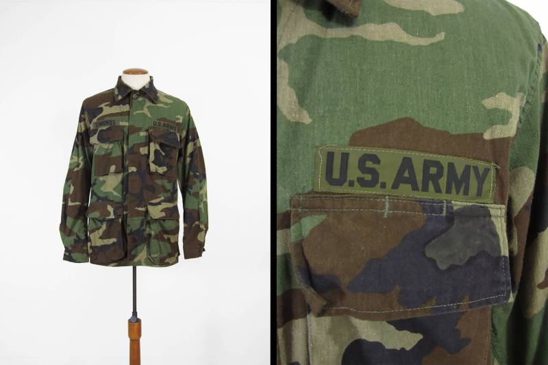 Vintage Us Army Dienstprogramm Jacke Camouflage Militär Kampf Mantel - Größe Klein Lang Vintage Us Army Dienstprogramm Jacke Camouflage Militär Kampf Mantel - Größe Klein Lang von MemoryVintage